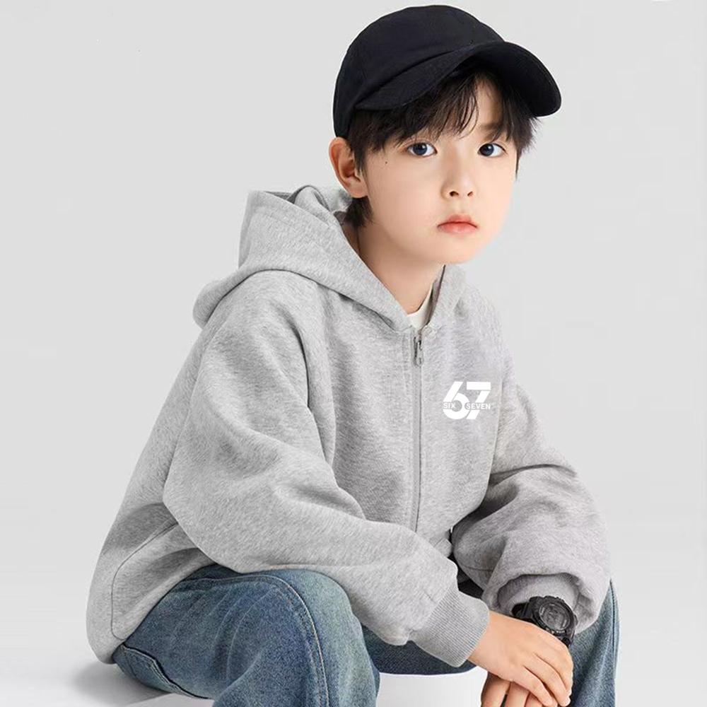Kinder-Kapuzenjacke mit Reißverschluss, 67-Print, Mädchen, Rosa, Junge, Schwarz, Freizeitjacke, Kindergröße 3-12 Jahre