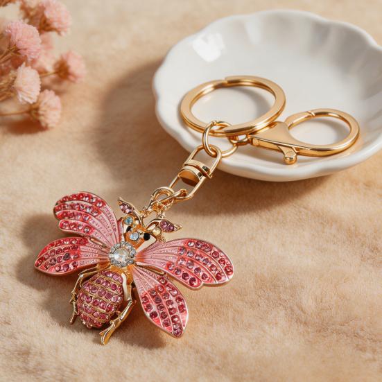 Rhinestone Bee Keychain Bling Bee Car Key Ring Holder Backpack Purse Handbag Charm Christmas Birthday Gifts for Her