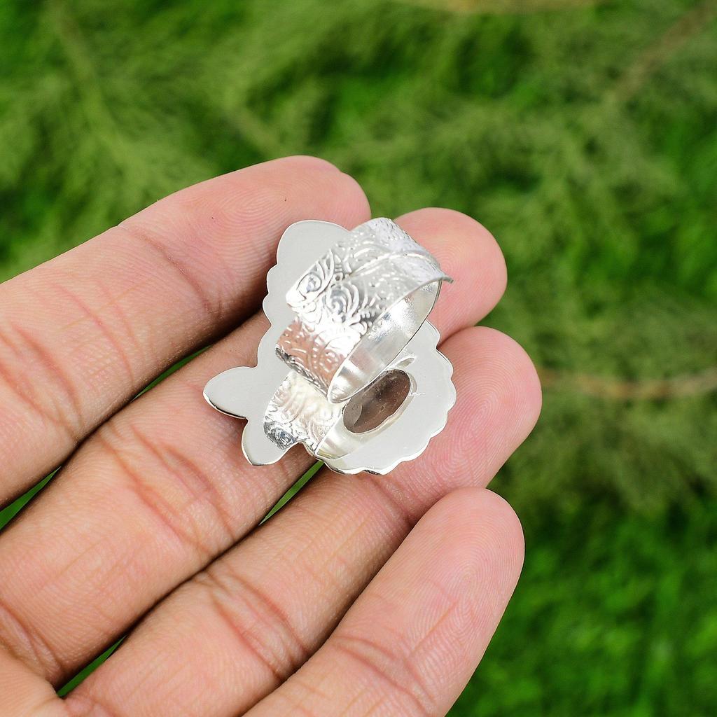 Natural Moonstone Gemstone Stackable Adjustable Ring 925 Silver For Girls