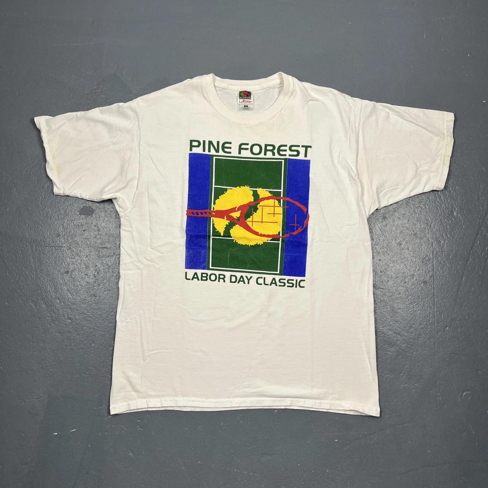 

Vintage Pine Forest Tennis Labor Day Classic Tshirt White Large Dbl Sided VTG S