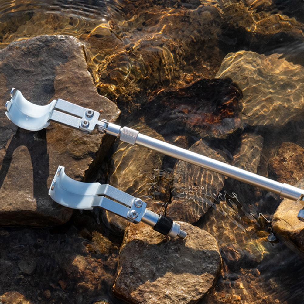 Portable Fishing Rod Holder Hold 2 Rods Adjustable Fishing Pole Holders Foldable Telescopic Detachable Fishing Box Accessories