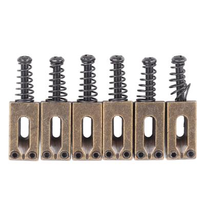 6 Peças Ponte de Tremolo para Guitarra Elétrica Selas de Rolo Liga de Zinco Ajustável Peças de Reposição Bronze