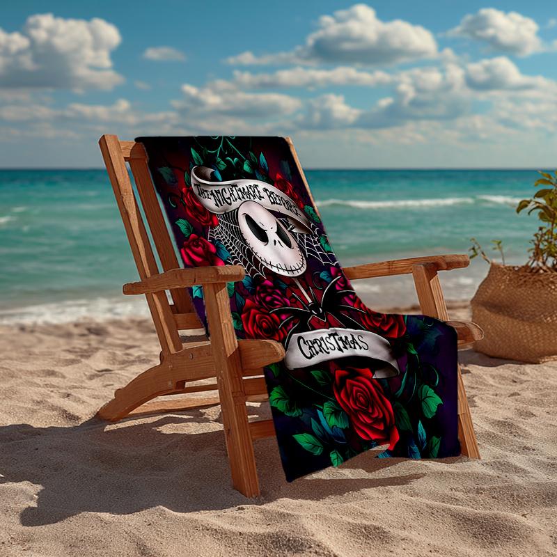 Ultra-Soft Beach Towel with The Nightmare Before Christmas Theme,Ideal for Pool - Camping, Diving - Perfect Travel Essential, Vibrant Beach Towel.
