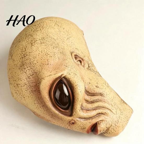 Masque d'Alien Respirant à Ventilation Intégrale pour Costume d'Halloween, Créature OVNI de Science-Fiction Personnage de Film d'Horreur Masque de Tête en Latex Cosplay