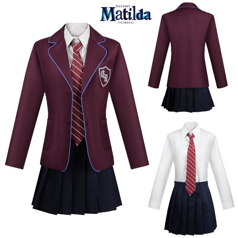 Cosplay Costume Matilda Purple School Uniform Dress Halloween Party Prop Gifts