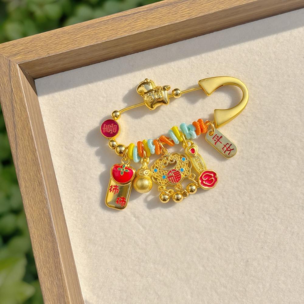 Gold Color Zodiac Horse Brooch Pendant Pony Sand-plated Ornaments Guardian Brooch  Newborn Baby