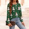 Women's Fashion V-Neck Button-Up T-Shirt With Christmas Print Long-Sleeved Top