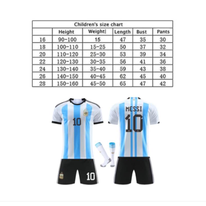 Kids Sportswear ANUTETOUNI® Argentina Messi Football Jersey Set #10 Polyester White/Blue