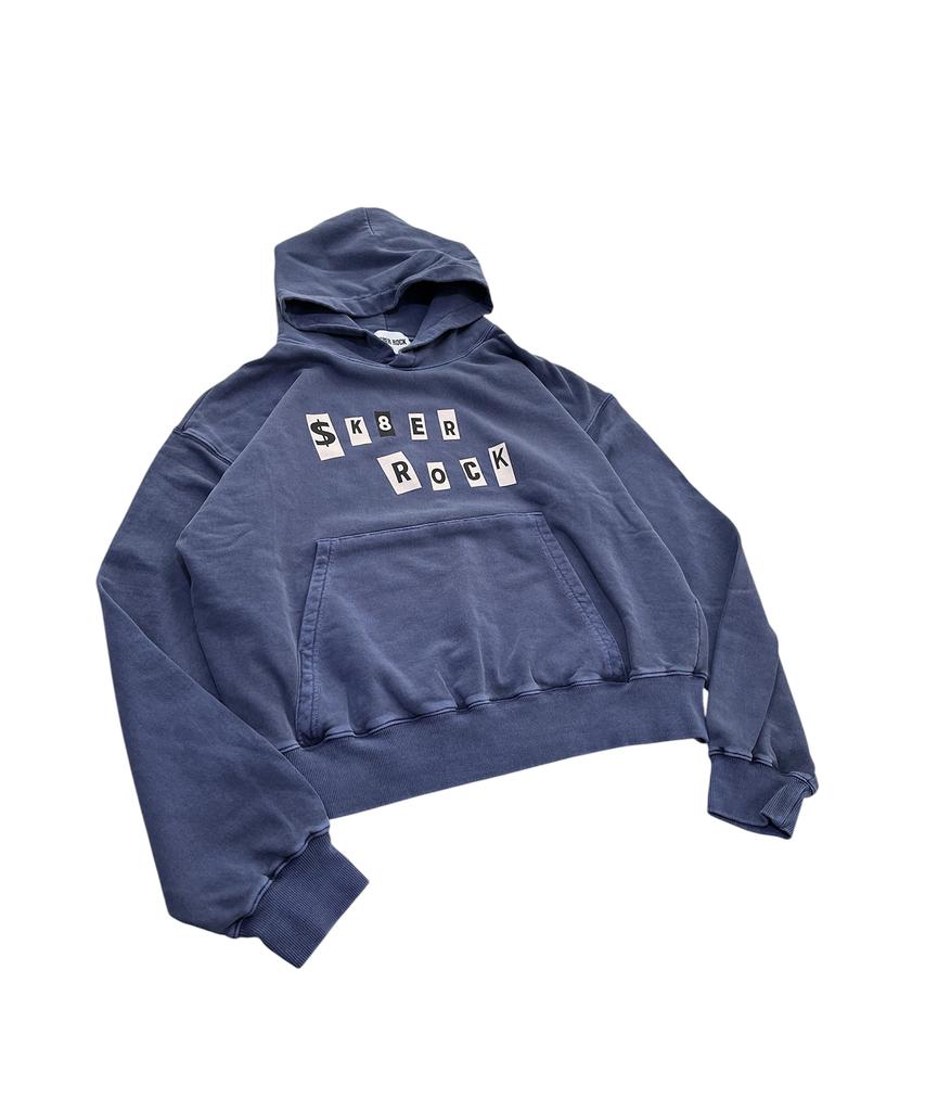 SK8ER ROCK Collage Lettering Pigment Hoodie (Navy)