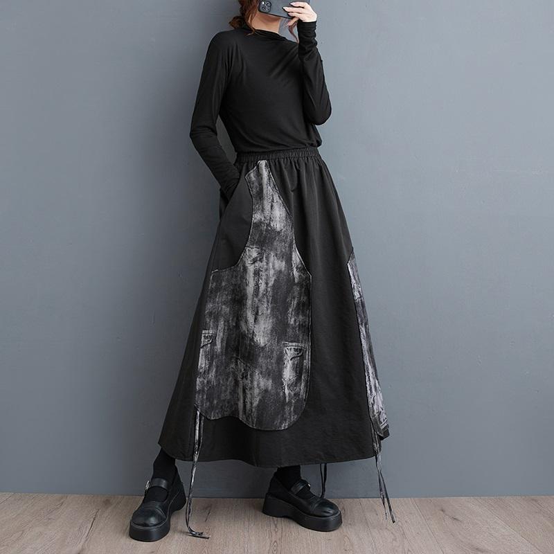 Plus Size High Waist Vintage Spring Summer Autumn Casual Loose Long for Woman Skirts Womens Skirt