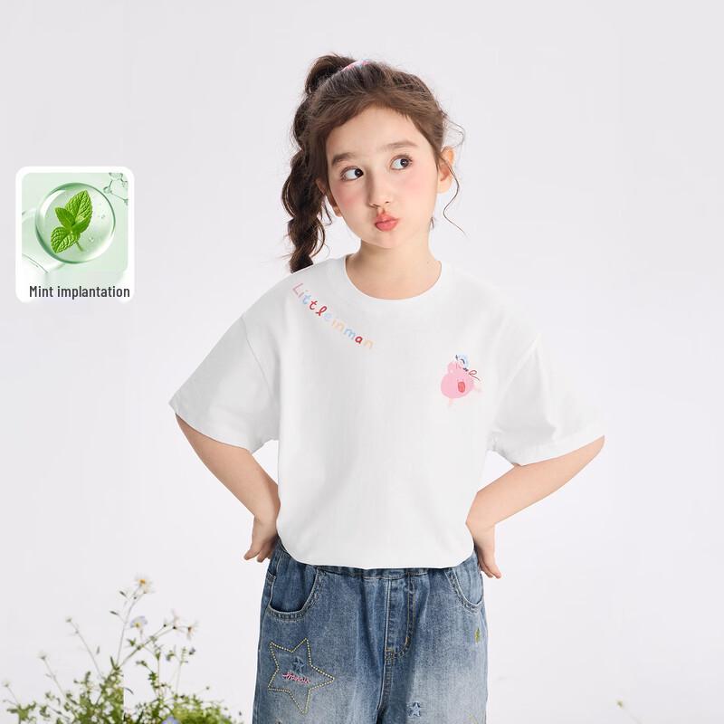 Xiaoyinman Girls  Combed Cotton Cartoon Print T-shirt 120
