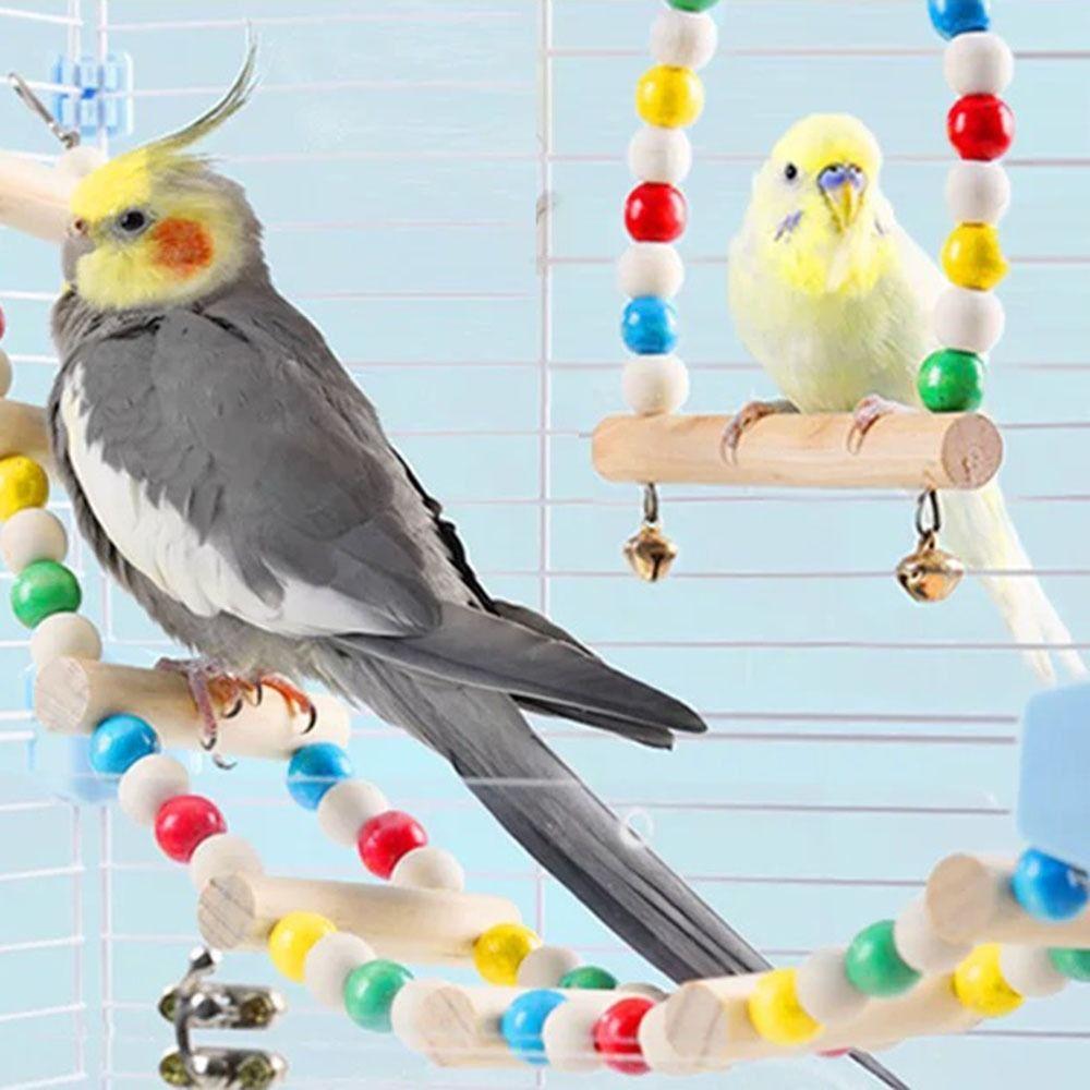 Bell Perch Bird Swing Toys Paw Grinding Parrot Standing Stick Hammock Parrot Pole Climbing