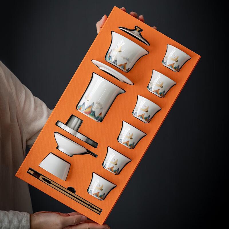 Auspicious Crane Ceramic Tea Set