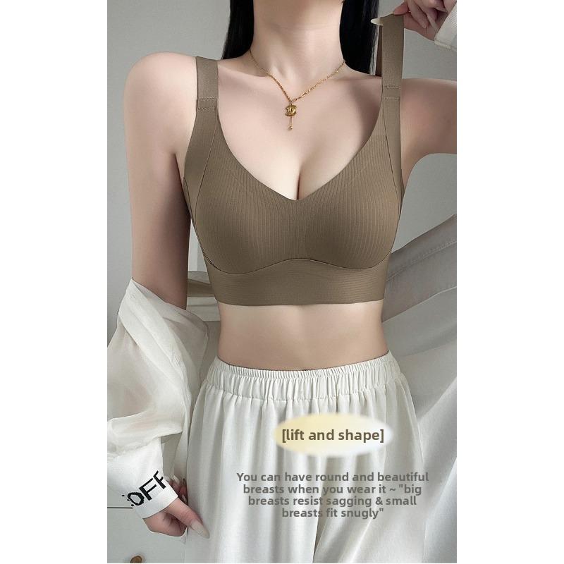 Plus Size Beauty Back Lift Up Bra, Seamless Wireless Push Up Side Support Hook Closure Bra
