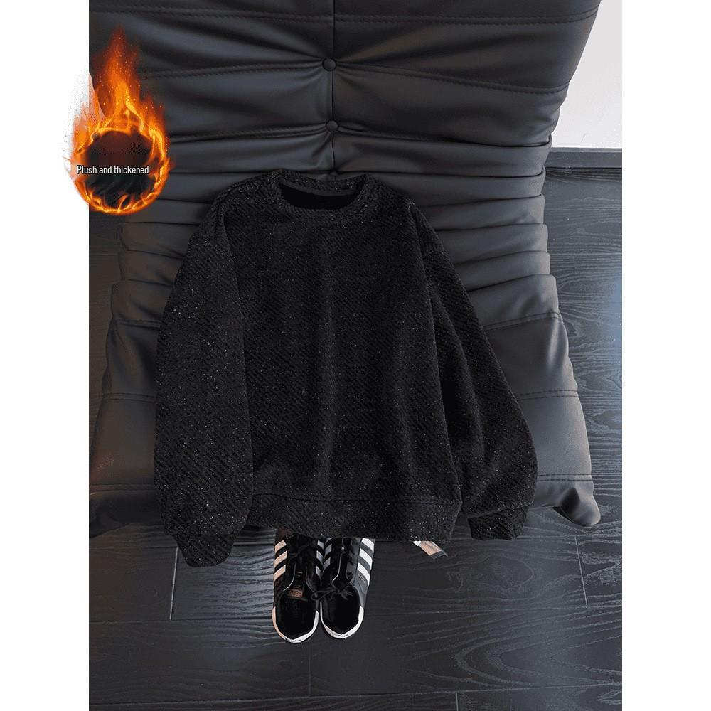 Men's 2026 Zebra Print Velvet-Lined Heavyweight Hoodie: Full Sky Stars, Round Neck, American Style, Autumn/Winter.