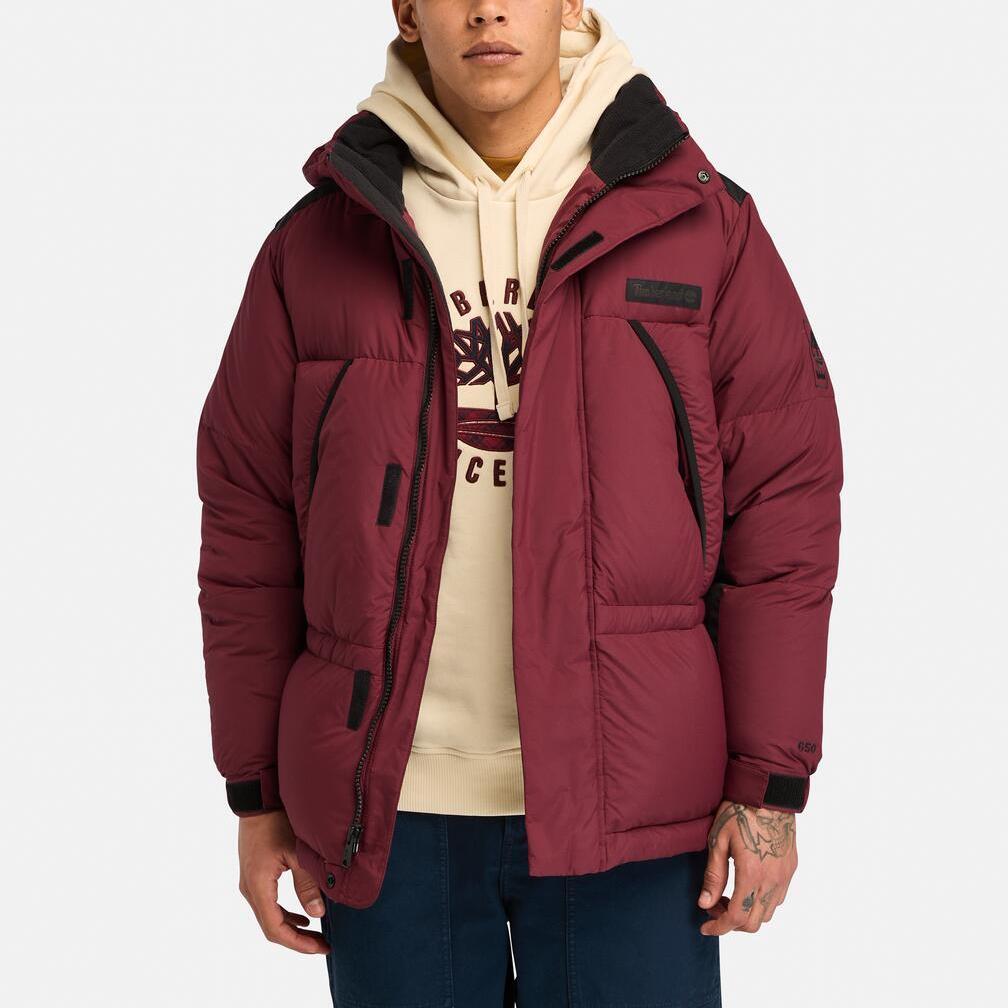 Timberland Giacca da Uomo Affidabile Impermeabile con Cappuccio Moda Versatile Giacca Imbottita Bordeaux A2N68-EIC