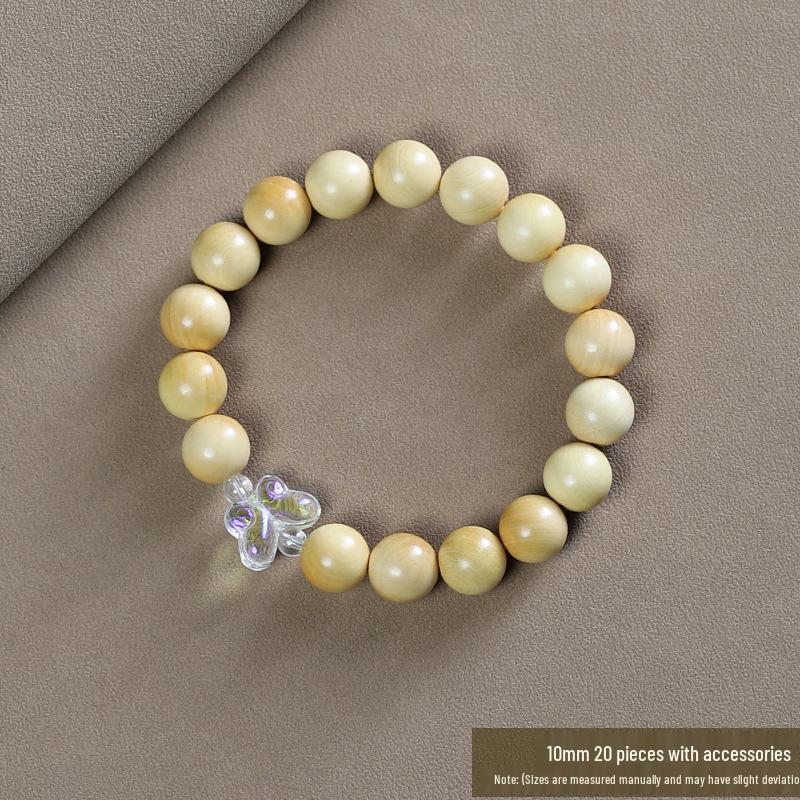 Small Leaf Boxwood Rosary: 108 Solid Wood Buddhist Beads Unisex Bracelet - High Density Sinking Wood