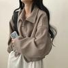 Korean Chic French-Style Double-Pocket Zip Lapel Drawstring Short Coat for Women (Autumn/Winter)