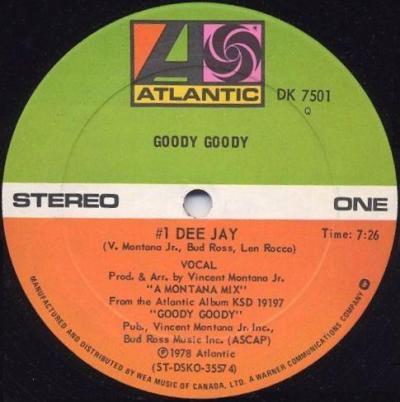 

12inch Record GOODY GOODY - #1 Dee Jay DK7501 Atlantic 1978 US Soul/Funk Used