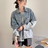 New Arrivals Open Run Women Zip Up Denim Jacket Black Mpa 001