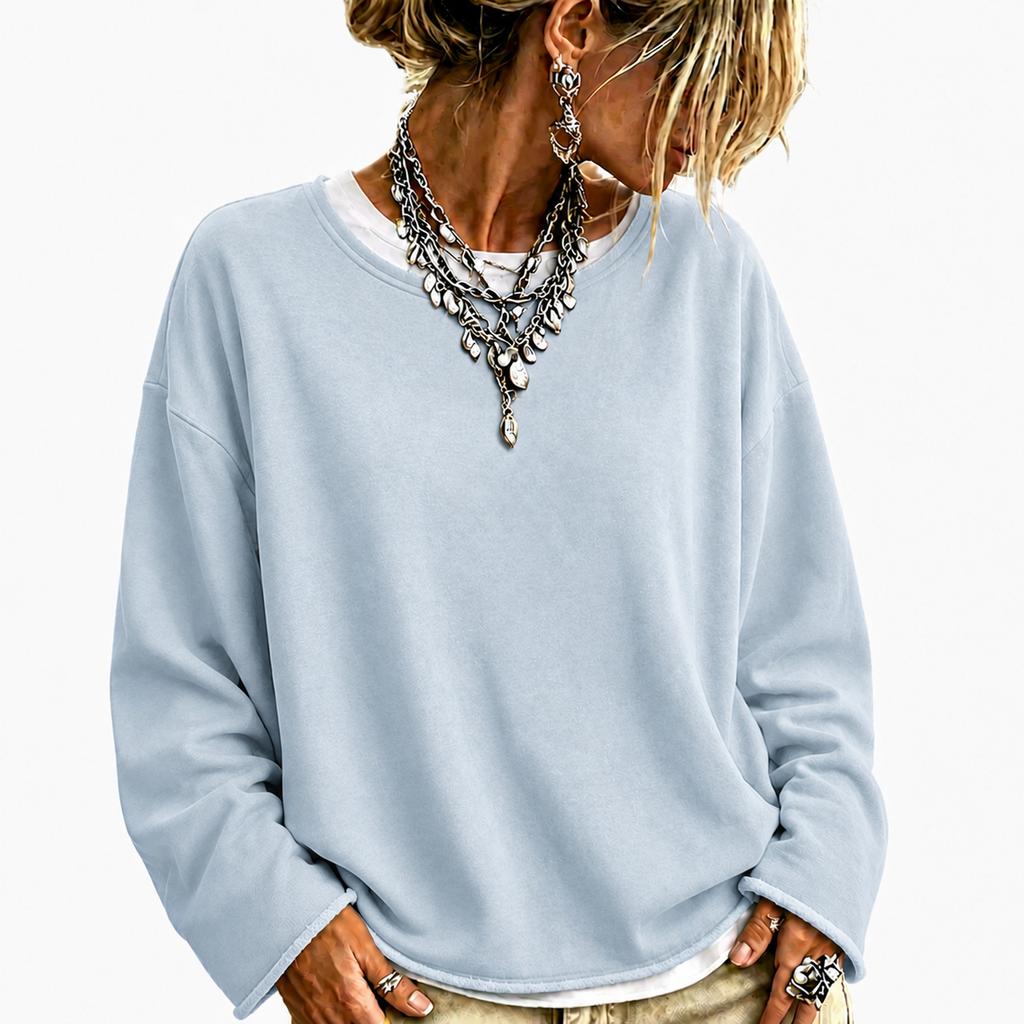 Damen Freizeit gestreift locker geschnitten Langarm Sweatshirt Top