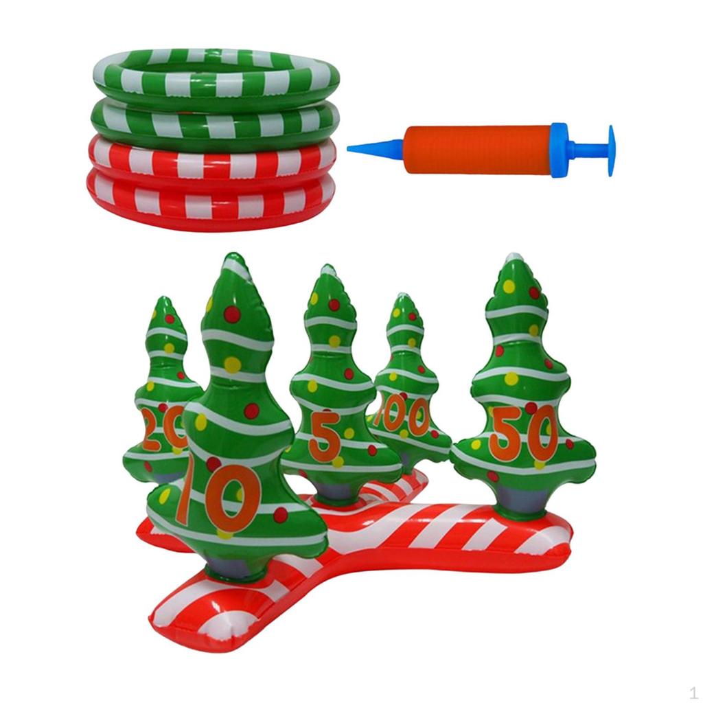 Inflatable Ring Toss Set Christmas Tree Decoration Throwing Game Supplies Family Favors Kids Adults