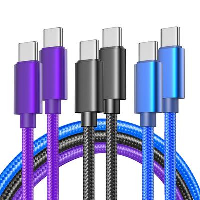 Duales Typ-C Schnelllade-Nylonkabel für iPhone 15, Samsung, Huawei und Xiaomi Handys