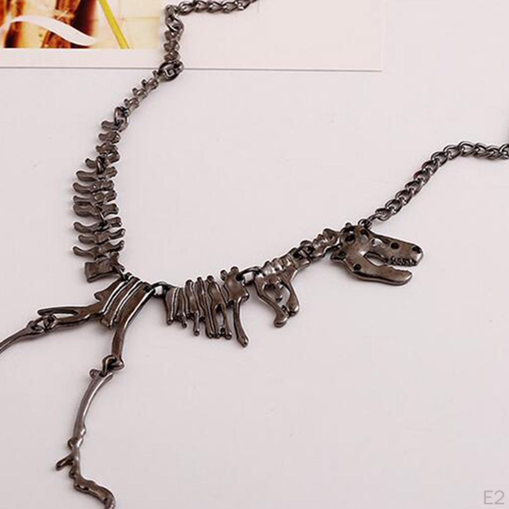 Antique Dinosaur Skeleton Choker Necklace Collar Biker Men Jewelry