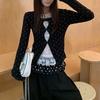 Korean Polka Dot Slim Lace Slim T-shirts Female Clothing Fake Two Pieces Tops Spring Autumn Long Sleeve Sweet Bow Pullovers