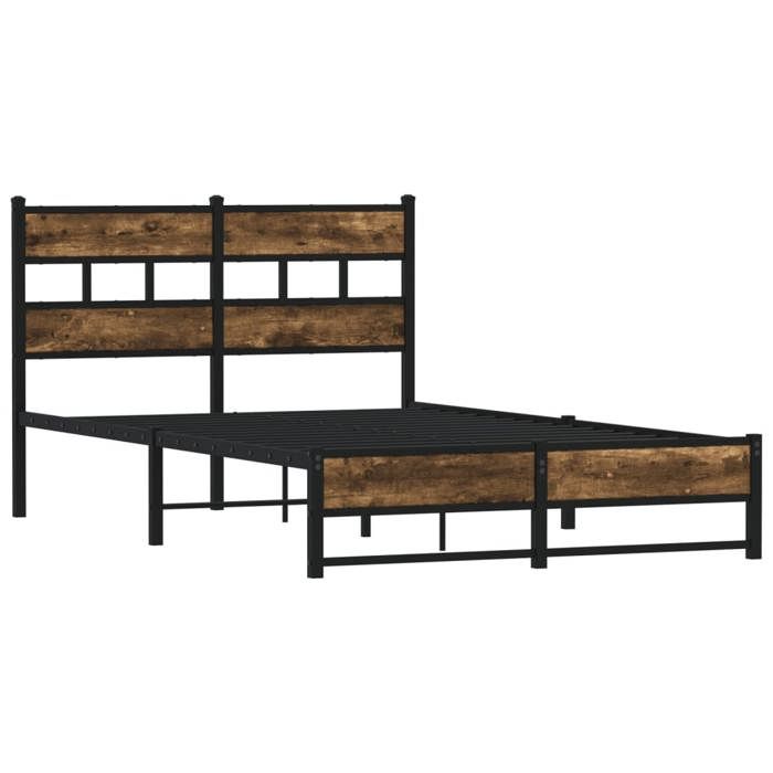 VidaXL Metal Bed Frames Without Mattress Smoked Oak 120x190 Cm 4017215