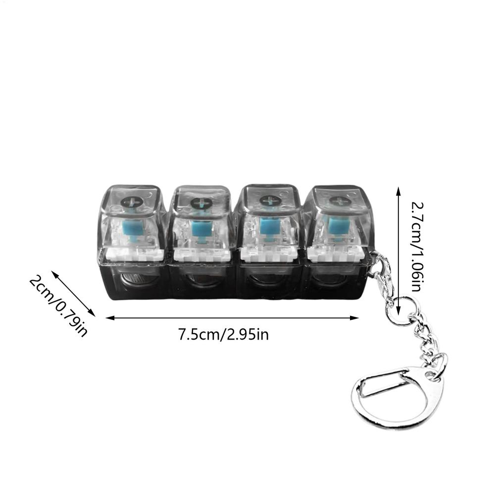 Fidget Toys LED Keyboard Keychain Crystal Clicker Sensory Toy for Stress Relief Keyboard Keychain Fidget Gadget for Adults Kids