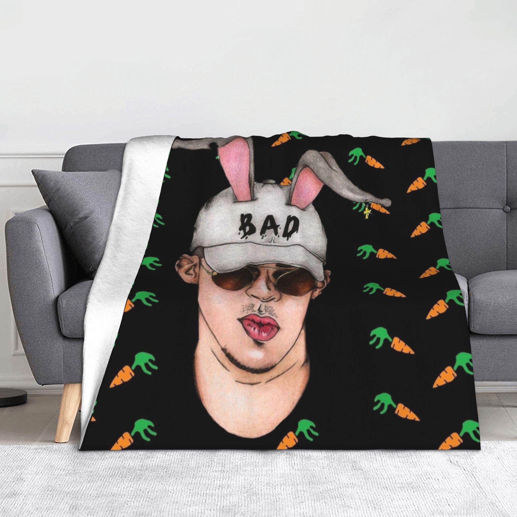 

Bad Bunny Collage Puerto Rico Blankets Flannel Print Breathable Lightweight Throw Blankets for Bed Outdoor Bedspread 100x150cm