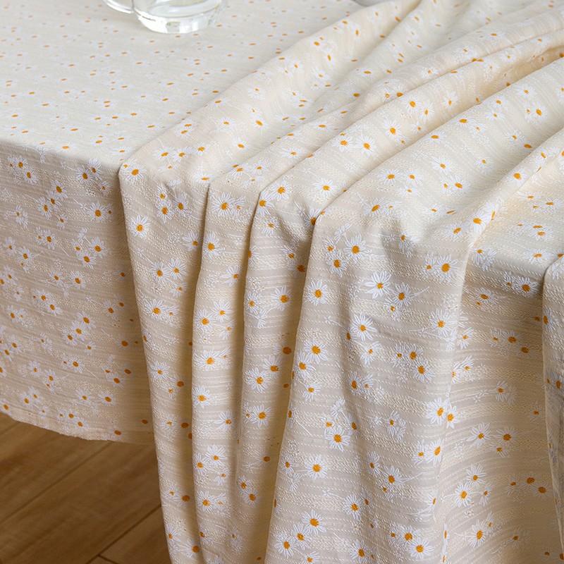 Linen Cotton Floral Daisy Tablecloth Photography Backdrop Cover Kitchen Decor