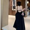 Holiday Style Backless Neck Dress Women's Summer New French Design Sense Niche Meat Cover Fashion Age-reducing Dress