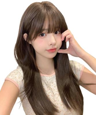 FORCUTEU Wig Long Brown Straight Full Wig Natural Heat Resistant Casual Included Women's Net/Comb