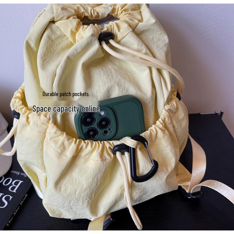 Korean Women's 2025 Casual Drawstring Backpack: Lightweight Small Schoolbag for Students