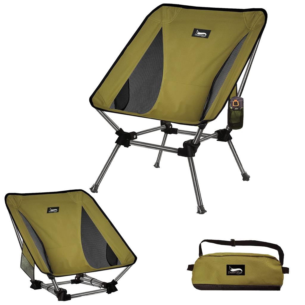 DesertFox Outdoor Chair 2WAY Camping Chair Low Chair Grand Chair Lightweight Developed Cup Load Capacity 150kg Compact Chair Low Type Storage Bag