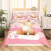 Cartoon Fox Duvet Cover Set Cute Kawaii Wild Animals King Queen Size Polyester Comforter Cover With Pillowcase For Kids Teens