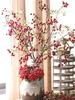 Artificial Berries Stem Foam Berry Pick Branch Ornament Plastic Leaves Holiday Xmas Home Decor 27.56in Red