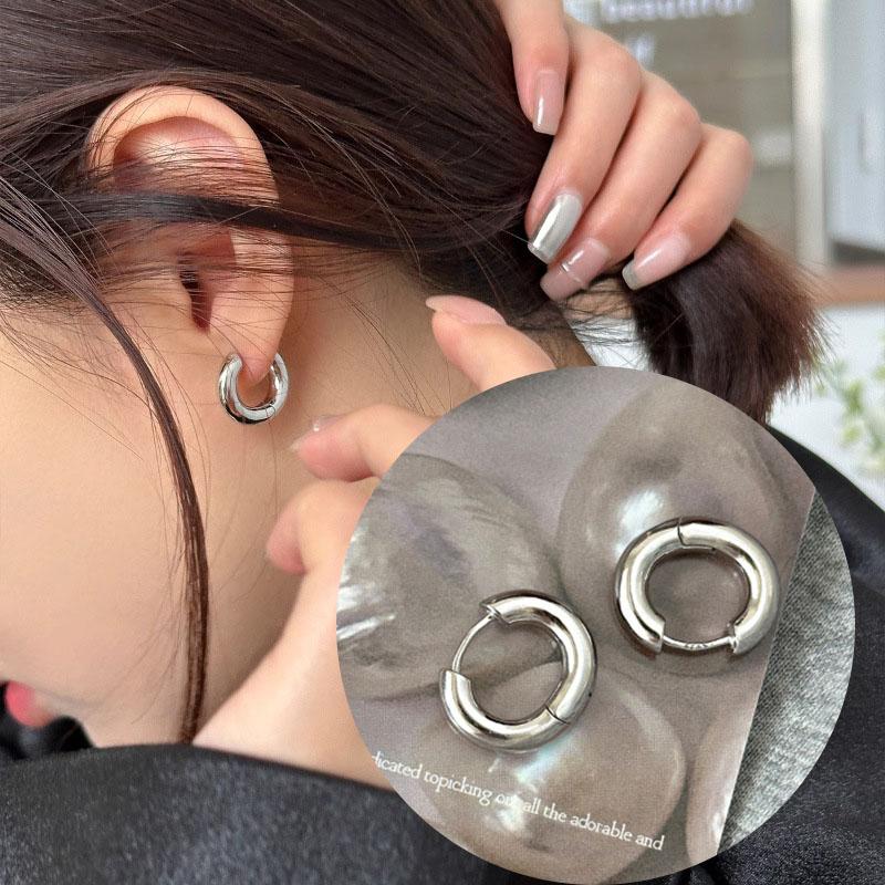 VENTFILLE 925 Sterling Copper Chunky Hoop Earrings for Women Geometric Circle Punk Ear Zircon Party Gifts 2023 New Dropshipping