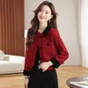 Genuine French Lapel Jacket: Women's Autumn/Winter Angora Red Wool Coat