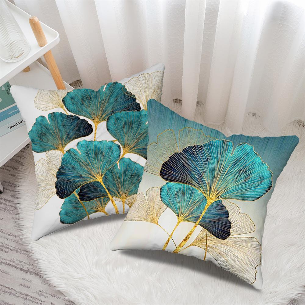 1 Stück Kissenbezug mit Ginkgoblätter-Druck Weicher und gemütlicher Kissenbezug 45x45cm Einseitig