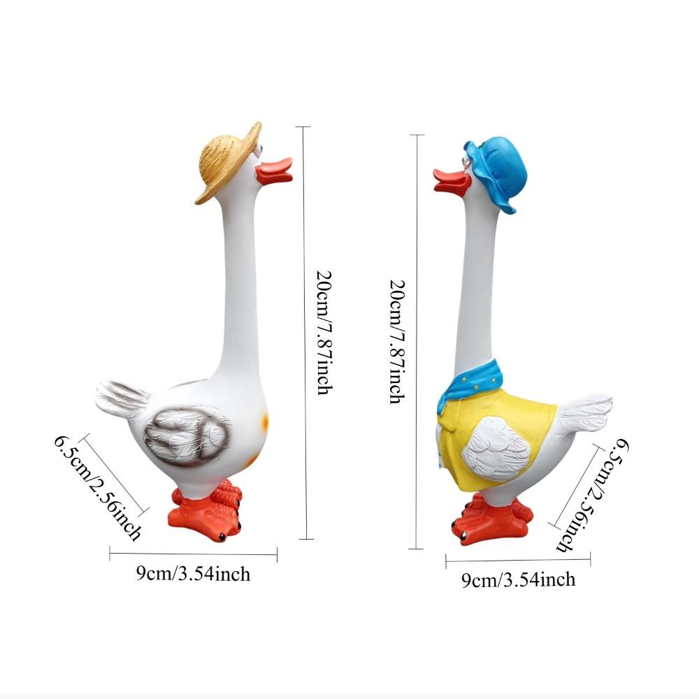 Cute Geese Figurine Resin Duck Sculpture Animal Sculpture Goose Figure  Home Office Desktop Decor