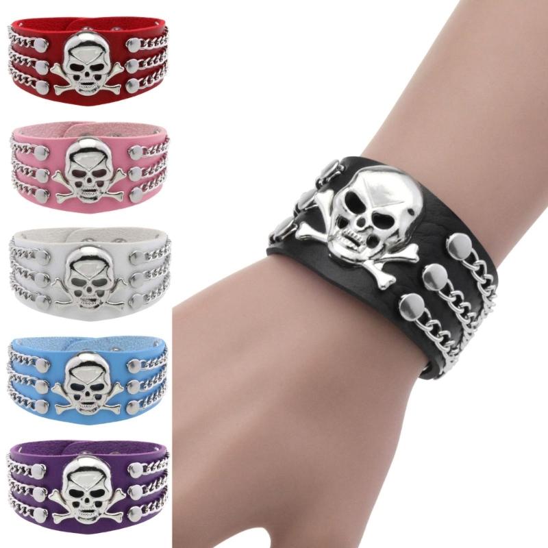 Bracciale Teschio Gioielli per Mano in Metallo Design Unici alla Moda per Amanti della Musica Rock Mostrando Personalità e Moda