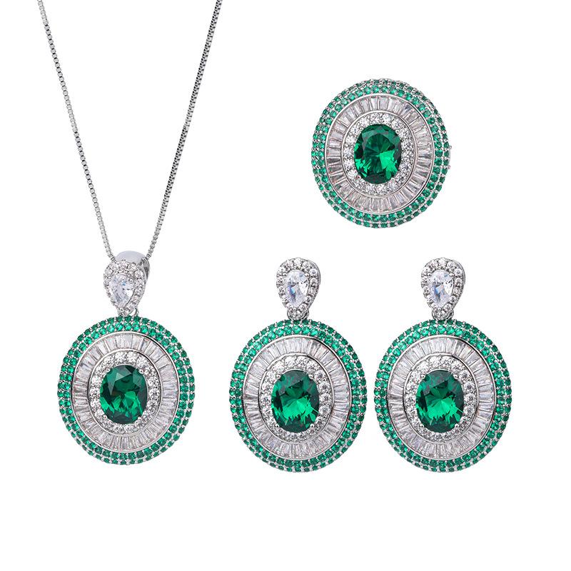 New European and American fashion simulation emerald heavy industry luxury inlaid oval set 8 * 10