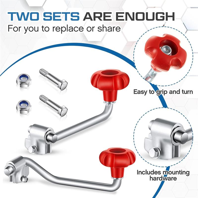 2 Sets Of Universal Trailer Plug Handle Replacement Plug Crank Suitable For Most Trailers, With Bolt Nut Washer-A87Q