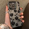 Black Rose Phone Max For iPhone 16 Pro 15 14 13 12 11 Case Funda Bumber Coque