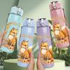 1PC Fox Autumn Wreath Art Print 750ml Color Plastic Sports Water Bottle Leakproof Flip Straw Lid Suitable for Sports Office Home Use