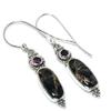 Natural Copper Turquoise,Amethyst 925 Solid Sterling Silver Earring 1.50" e9b68
