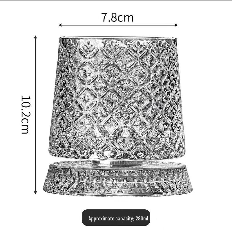 LISM Rotating Whiskey Glasses Set with Base (2 Pieces)